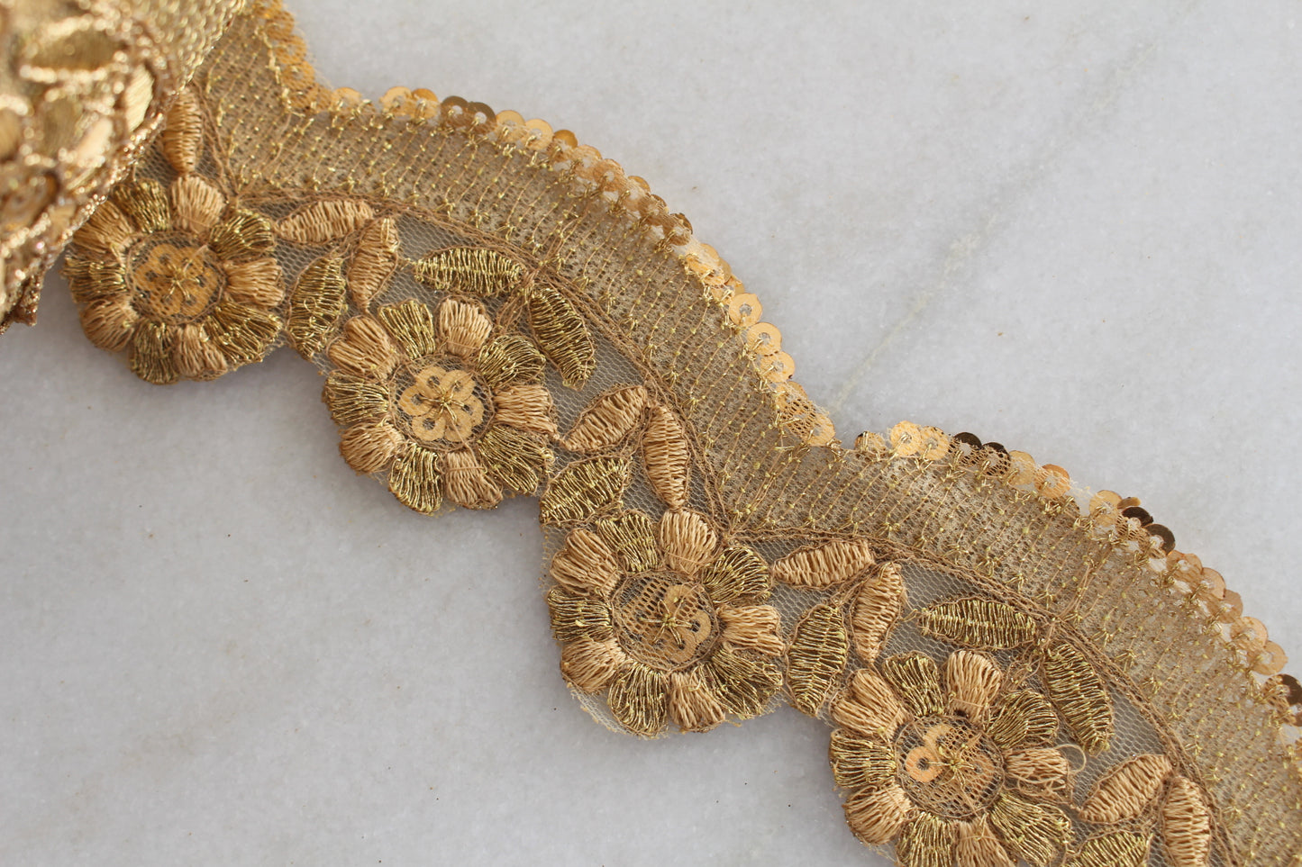 Unique Ribbon ( Gold Beige Flower - 092390 )