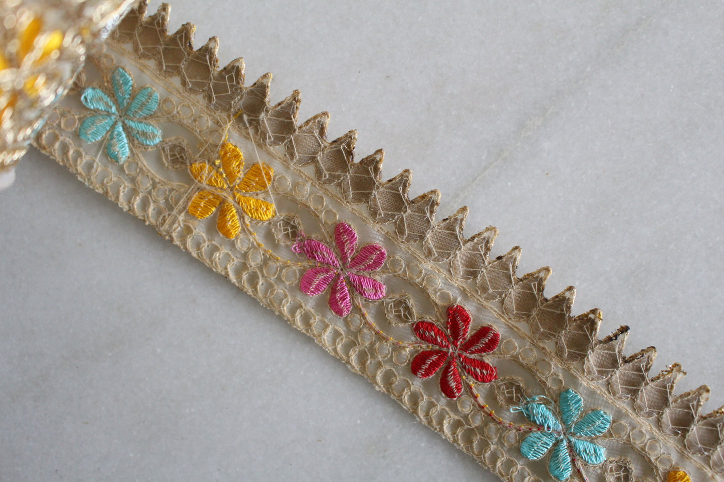Unique Ribbon ( Gold Base Flower - 2 )