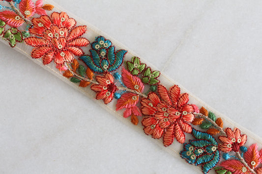 Flower Garden ( Orange ×  Blue - 030437 )