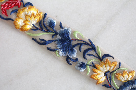 Flower Garden ( Net × Blue Yellow - 32620 )