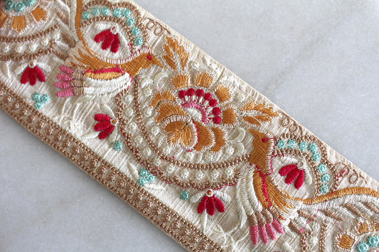 Flower Garden ( Birds White × Pink Orange - 40854 )