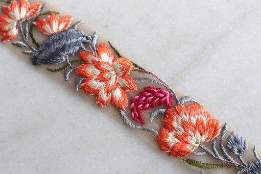 Flower Garden ( Net × Blue Orange Flower - 082524 )