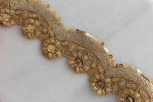 Unique Ribbon ( Gold Beige Flower - 092390 )