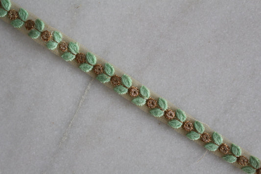 Unique Ribbons ( Mint Green × Gold - 1 )