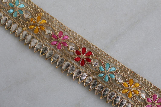 Unique Ribbon ( Gold Base Flower - 2 )
